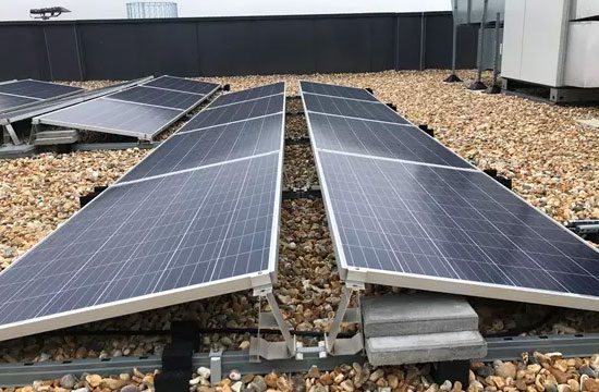 solar panels on a flat roof